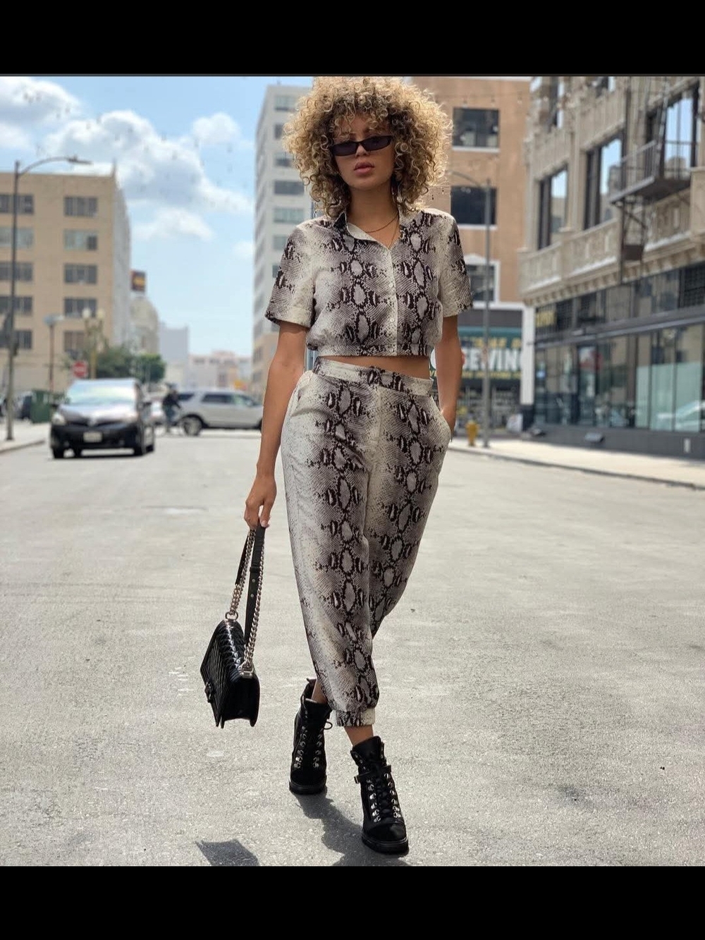 Snake Print Two-Piece Set in Neutral Tones